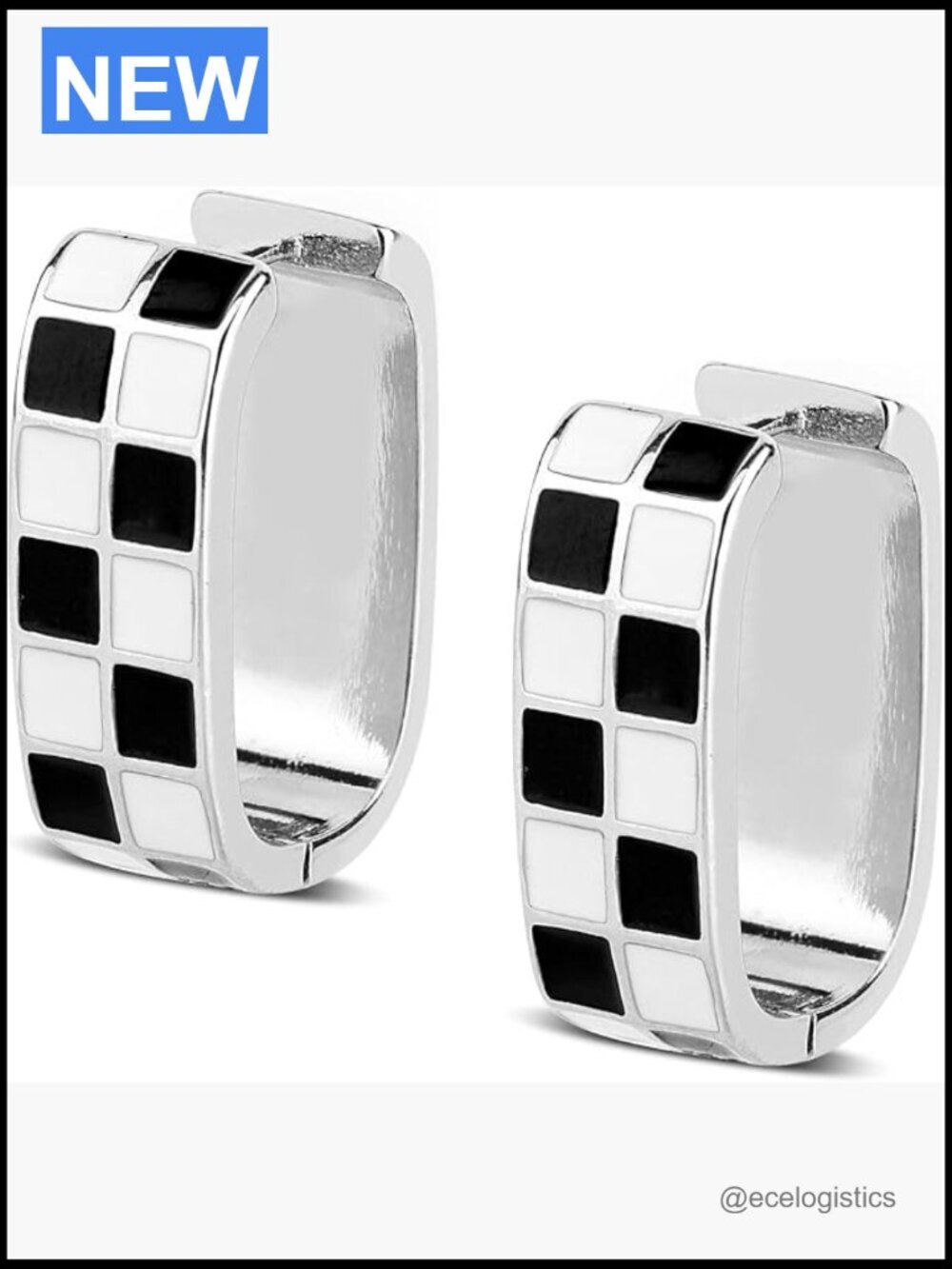 2pcs Checkered Hoop Earrings Dainty Chunky Oval Hoop Fashion Jewelry for Women